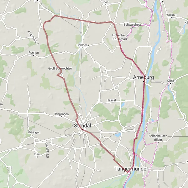 Map miniature of "Elbpanorama" cycling inspiration in Sachsen-Anhalt, Germany. Generated by Tarmacs.app cycling route planner