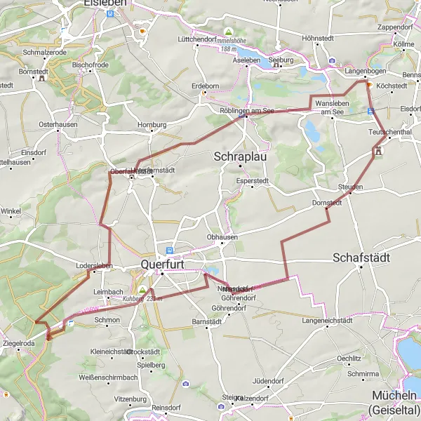 Map miniature of "Teutschenthal Gravel Loop" cycling inspiration in Sachsen-Anhalt, Germany. Generated by Tarmacs.app cycling route planner