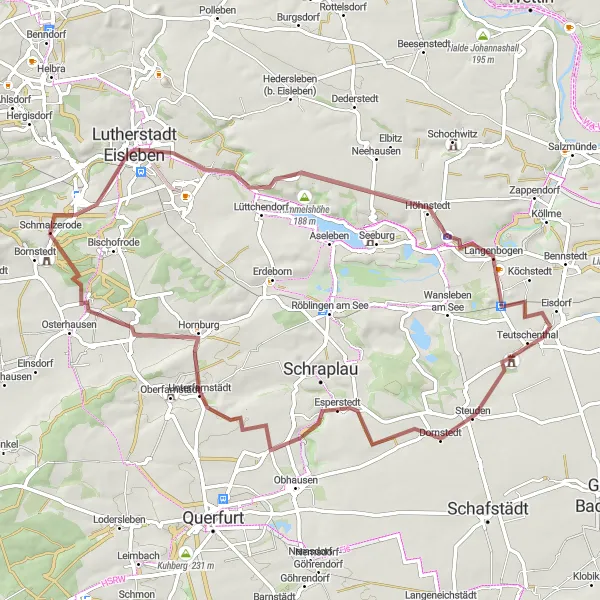 Karten-Miniaturansicht der Radinspiration "Natur und Panoramablicke auf der Schotterroute um Teutschenthal" in Sachsen-Anhalt, Germany. Erstellt vom Tarmacs.app-Routenplaner für Radtouren