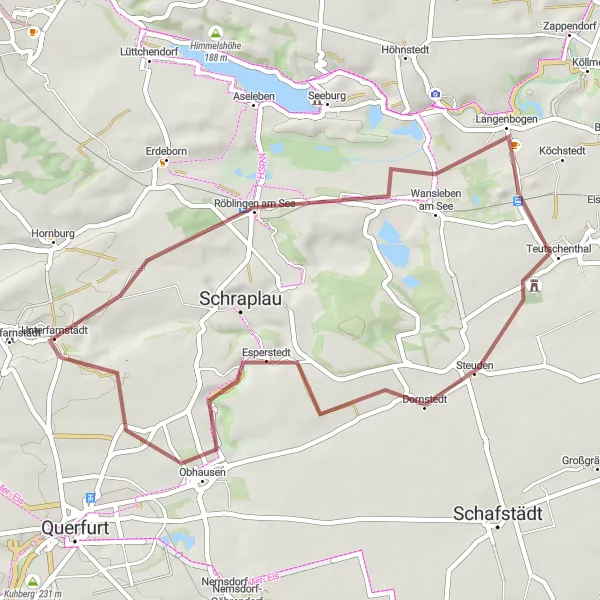 Karten-Miniaturansicht der Radinspiration "Gravel Tour um Teutschenthal" in Sachsen-Anhalt, Germany. Erstellt vom Tarmacs.app-Routenplaner für Radtouren