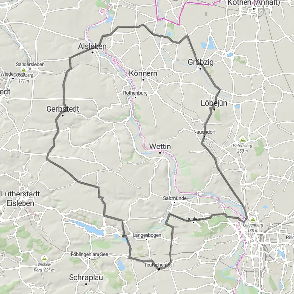 Karten-Miniaturansicht der Radinspiration "Historische Route um Teutschenthal" in Sachsen-Anhalt, Germany. Erstellt vom Tarmacs.app-Routenplaner für Radtouren