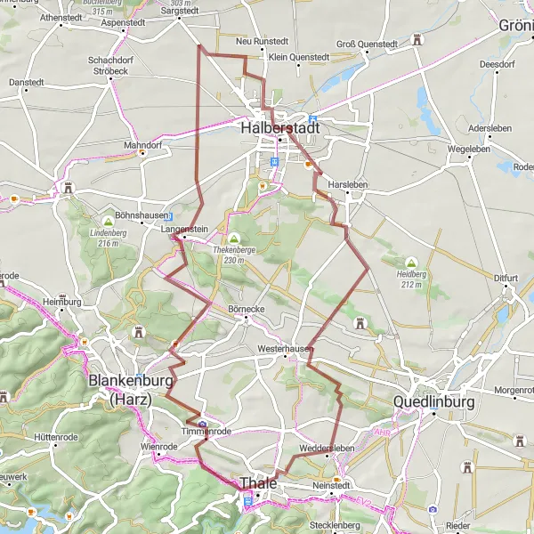 Map miniature of "Off the Beaten Path: Gravel Adventure in Sachsen-Anhalt" cycling inspiration in Sachsen-Anhalt, Germany. Generated by Tarmacs.app cycling route planner