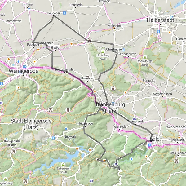 Karten-Miniaturansicht der Radinspiration "Wilhelmsblick und Blankenburg Rundtour" in Sachsen-Anhalt, Germany. Erstellt vom Tarmacs.app-Routenplaner für Radtouren