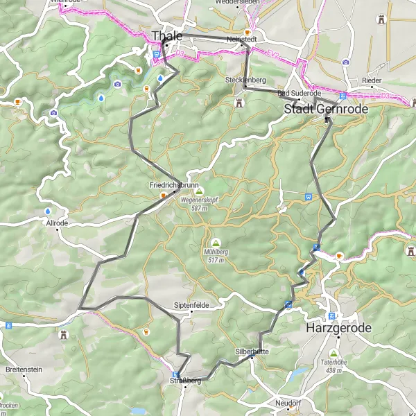 Karten-Miniaturansicht der Radinspiration "Olbergshöhe und Herzberg Route" in Sachsen-Anhalt, Germany. Erstellt vom Tarmacs.app-Routenplaner für Radtouren