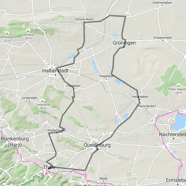 Map miniature of "Heritage Ride: Exploring Historic Towns of Sachsen-Anhalt" cycling inspiration in Sachsen-Anhalt, Germany. Generated by Tarmacs.app cycling route planner