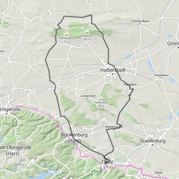 Map miniature of "Thale Loop: Thrilling Ride through Harz Mountain Range" cycling inspiration in Sachsen-Anhalt, Germany. Generated by Tarmacs.app cycling route planner