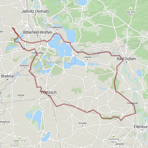 Map miniature of "Breathtaking Natural Landscapes and Historic Gems" cycling inspiration in Sachsen-Anhalt, Germany. Generated by Tarmacs.app cycling route planner