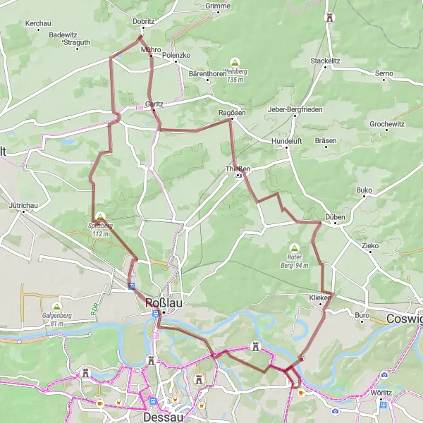 Map miniature of "Roßlau Adventure" cycling inspiration in Sachsen-Anhalt, Germany. Generated by Tarmacs.app cycling route planner