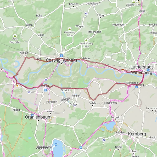 Map miniature of "Buro Loop" cycling inspiration in Sachsen-Anhalt, Germany. Generated by Tarmacs.app cycling route planner