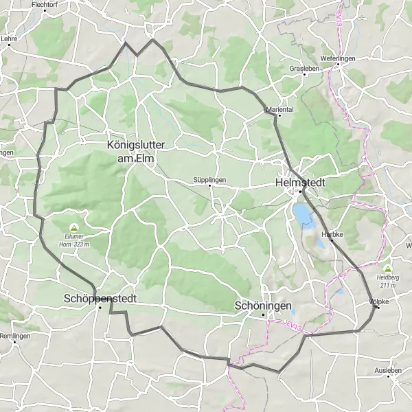 Map miniature of "Ollaberg Challenge" cycling inspiration in Sachsen-Anhalt, Germany. Generated by Tarmacs.app cycling route planner