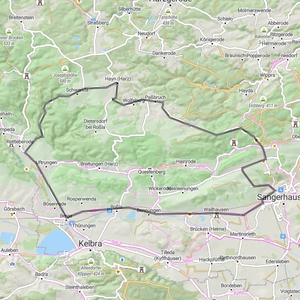 Karten-Miniaturansicht der Radinspiration "Biken im Harz" in Sachsen-Anhalt, Germany. Erstellt vom Tarmacs.app-Routenplaner für Radtouren
