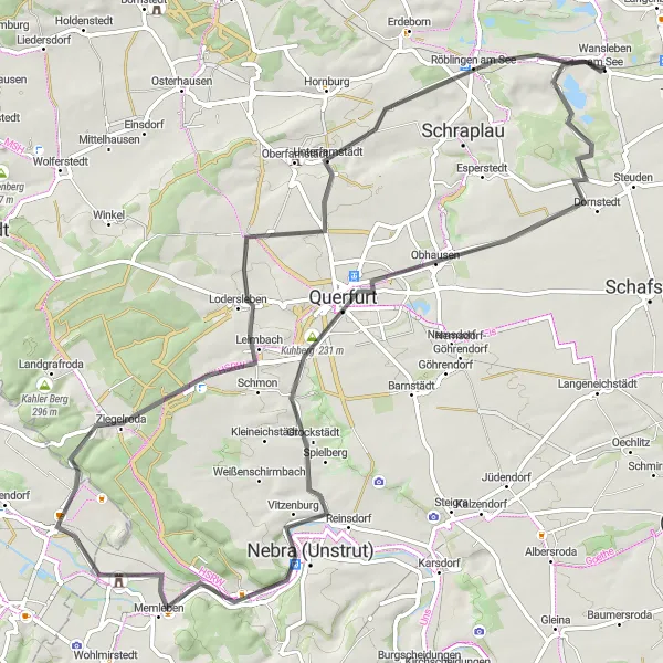 Map miniature of "Wansleben Road Route 2" cycling inspiration in Sachsen-Anhalt, Germany. Generated by Tarmacs.app cycling route planner