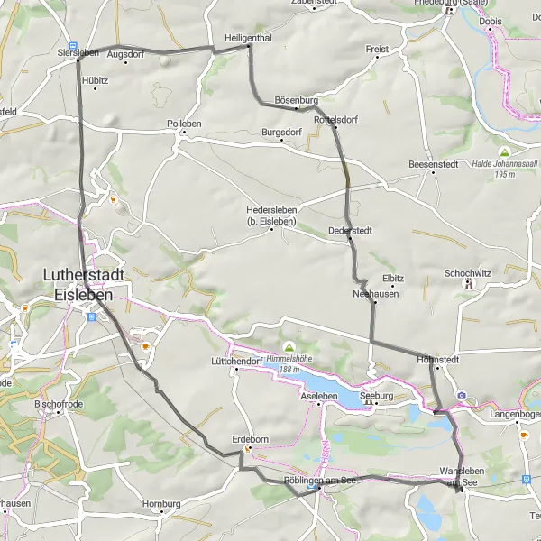 Map miniature of "Wansleben Loop" cycling inspiration in Sachsen-Anhalt, Germany. Generated by Tarmacs.app cycling route planner