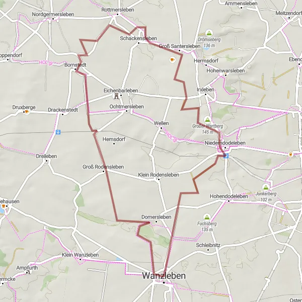 Map miniature of "The Gravel Adventure" cycling inspiration in Sachsen-Anhalt, Germany. Generated by Tarmacs.app cycling route planner