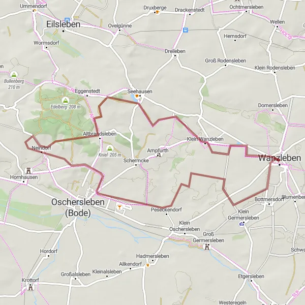 Map miniature of "Oschersleben Gravel Epic" cycling inspiration in Sachsen-Anhalt, Germany. Generated by Tarmacs.app cycling route planner