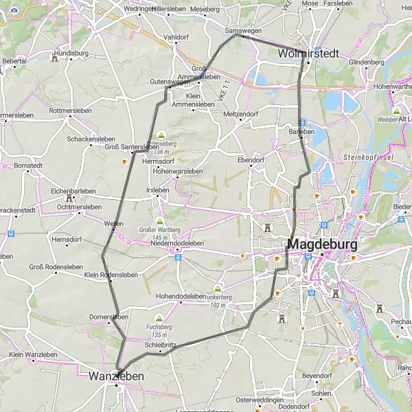 Map miniature of "Discover Barleben and Surrounding Area" cycling inspiration in Sachsen-Anhalt, Germany. Generated by Tarmacs.app cycling route planner