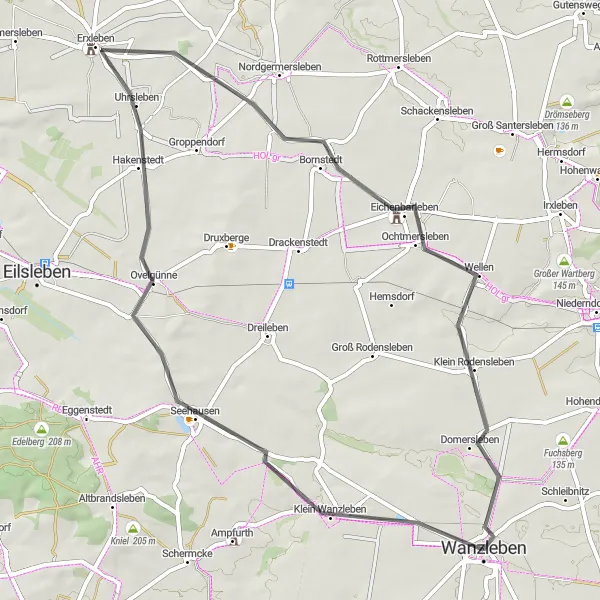 Map miniature of "Scenic Route through Saxony-Anhalt's Countryside" cycling inspiration in Sachsen-Anhalt, Germany. Generated by Tarmacs.app cycling route planner