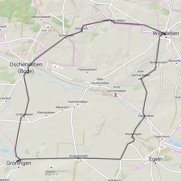 Map miniature of "Westeregeln Discovery" cycling inspiration in Sachsen-Anhalt, Germany. Generated by Tarmacs.app cycling route planner