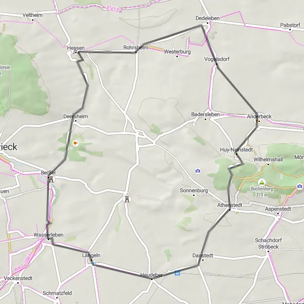 Map miniature of "Berßel Round-Trip" cycling inspiration in Sachsen-Anhalt, Germany. Generated by Tarmacs.app cycling route planner