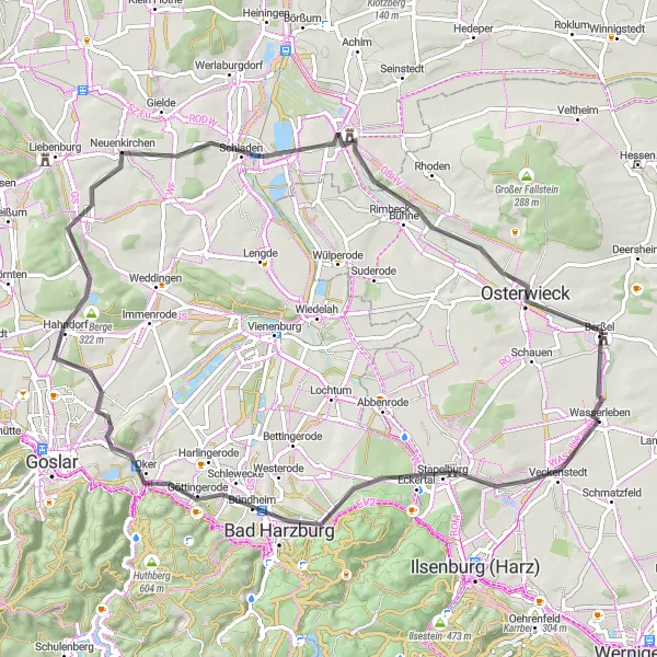 Map miniature of "Bad Harzburg Round-Trip" cycling inspiration in Sachsen-Anhalt, Germany. Generated by Tarmacs.app cycling route planner