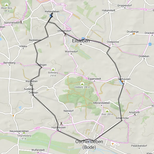 Map miniature of "Eilsleber Straße Round Trip" cycling inspiration in Sachsen-Anhalt, Germany. Generated by Tarmacs.app cycling route planner