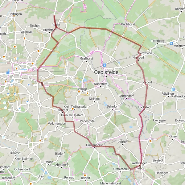 Karten-Miniaturansicht der Radinspiration "Tour durch Saalsdorf und Rühen" in Sachsen-Anhalt, Germany. Erstellt vom Tarmacs.app-Routenplaner für Radtouren