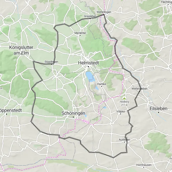 Map miniature of "Hidden Gems of Börde District" cycling inspiration in Sachsen-Anhalt, Germany. Generated by Tarmacs.app cycling route planner