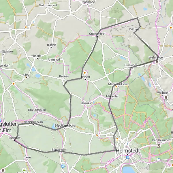 Map miniature of "Rural Retreat in Sachsen-Anhalt" cycling inspiration in Sachsen-Anhalt, Germany. Generated by Tarmacs.app cycling route planner