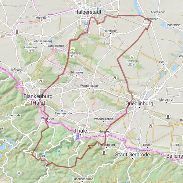 Map miniature of "Schlossberg Gravel Route" cycling inspiration in Sachsen-Anhalt, Germany. Generated by Tarmacs.app cycling route planner