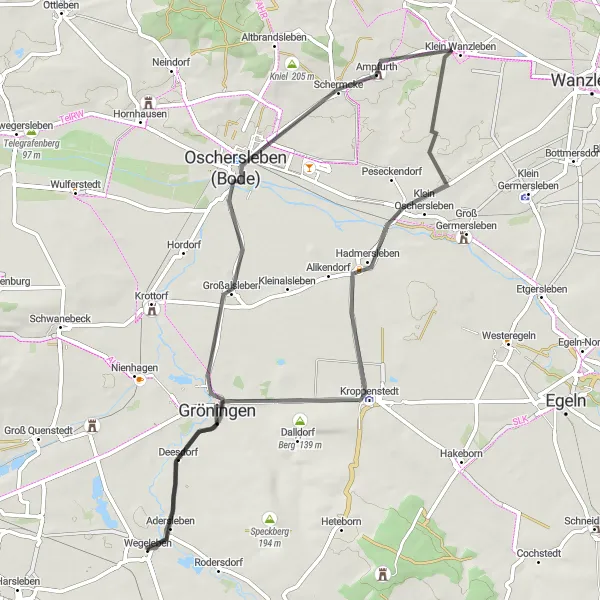 Karten-Miniaturansicht der Radinspiration "Rundfahrt durchs Bördekreis" in Sachsen-Anhalt, Germany. Erstellt vom Tarmacs.app-Routenplaner für Radtouren