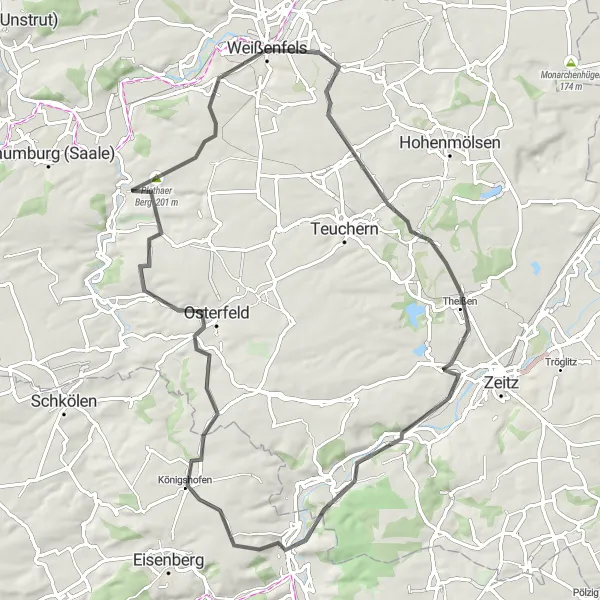 Map miniature of "Rural Charm and Natural Beauty" cycling inspiration in Sachsen-Anhalt, Germany. Generated by Tarmacs.app cycling route planner