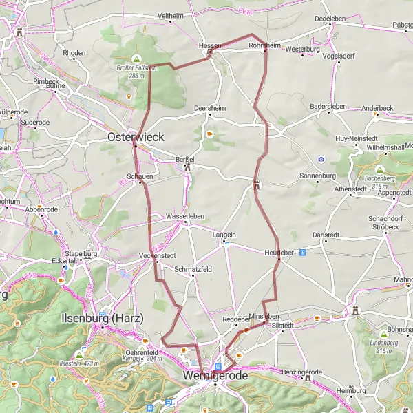 Karten-Miniaturansicht der Radinspiration "Veckenstedt and Osterwieck Route" in Sachsen-Anhalt, Germany. Erstellt vom Tarmacs.app-Routenplaner für Radtouren