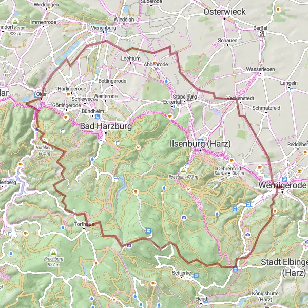 Map miniature of "The Gravel Adventure - Wernigerode to White Box" cycling inspiration in Sachsen-Anhalt, Germany. Generated by Tarmacs.app cycling route planner