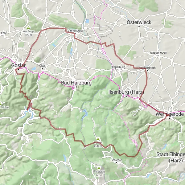 Map miniature of "Brocken Challenge" cycling inspiration in Sachsen-Anhalt, Germany. Generated by Tarmacs.app cycling route planner