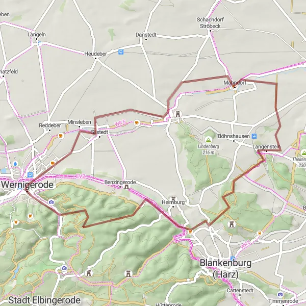 Map miniature of "Historic Gravel Ride" cycling inspiration in Sachsen-Anhalt, Germany. Generated by Tarmacs.app cycling route planner