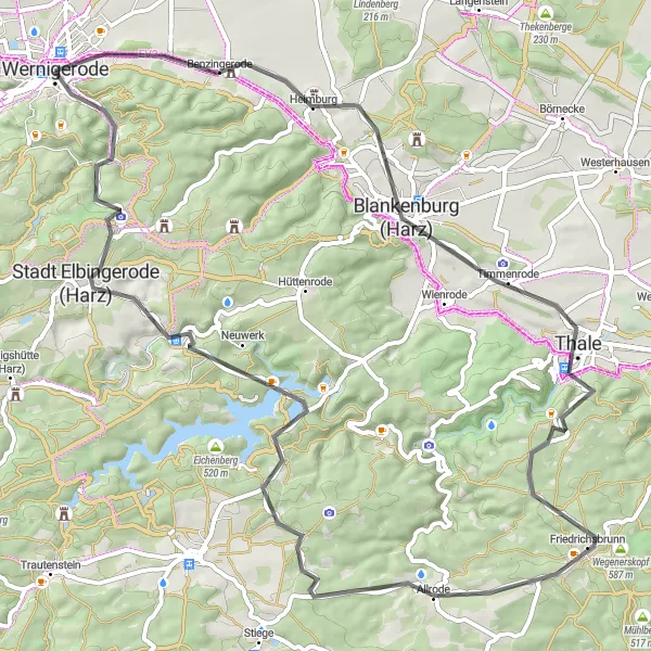 Map miniature of "Thale Adventure Ride" cycling inspiration in Sachsen-Anhalt, Germany. Generated by Tarmacs.app cycling route planner