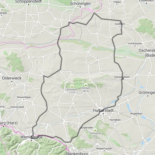 Map miniature of "Harz Narrow Gauge Railways and Beyond" cycling inspiration in Sachsen-Anhalt, Germany. Generated by Tarmacs.app cycling route planner