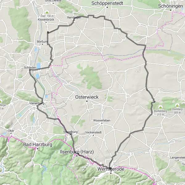 Map miniature of "The Harz Panorama" cycling inspiration in Sachsen-Anhalt, Germany. Generated by Tarmacs.app cycling route planner