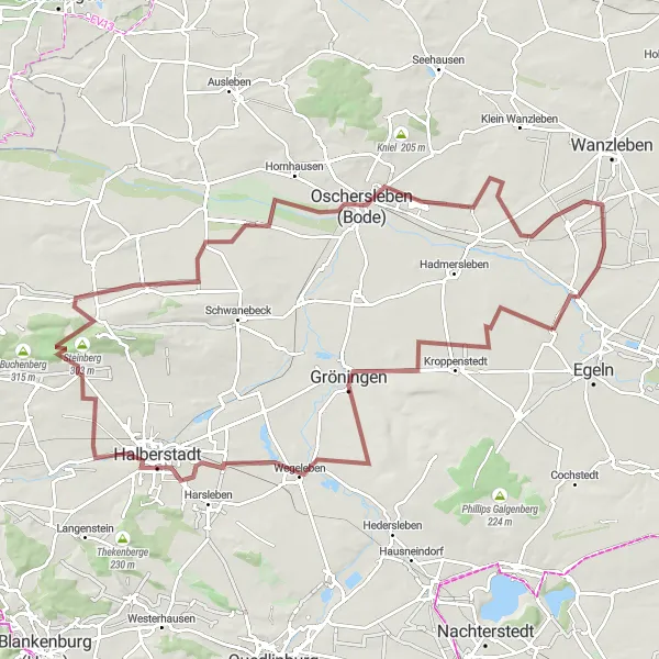 Karten-Miniaturansicht der Radinspiration "Herausfordernde Rundtour durch Halberstadt" in Sachsen-Anhalt, Germany. Erstellt vom Tarmacs.app-Routenplaner für Radtouren