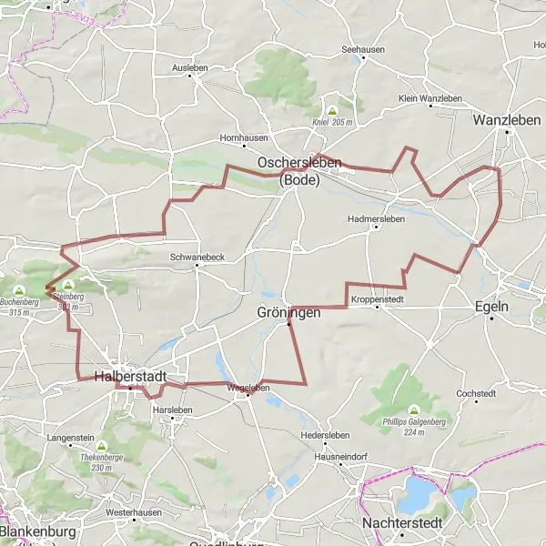 Map miniature of "The Gravel Adventure" cycling inspiration in Sachsen-Anhalt, Germany. Generated by Tarmacs.app cycling route planner