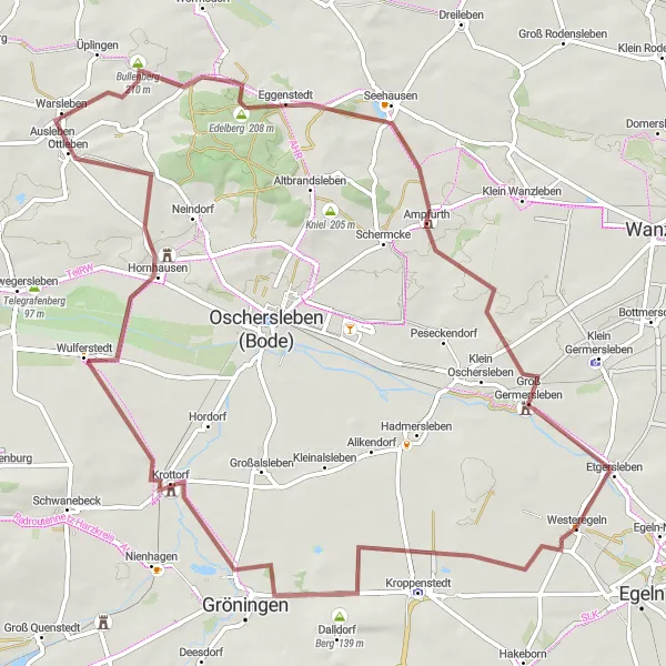 Map miniature of "Exploring the Warte Hills" cycling inspiration in Sachsen-Anhalt, Germany. Generated by Tarmacs.app cycling route planner