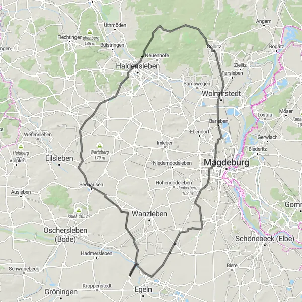 Map miniature of "Hiking through History and Nature" cycling inspiration in Sachsen-Anhalt, Germany. Generated by Tarmacs.app cycling route planner