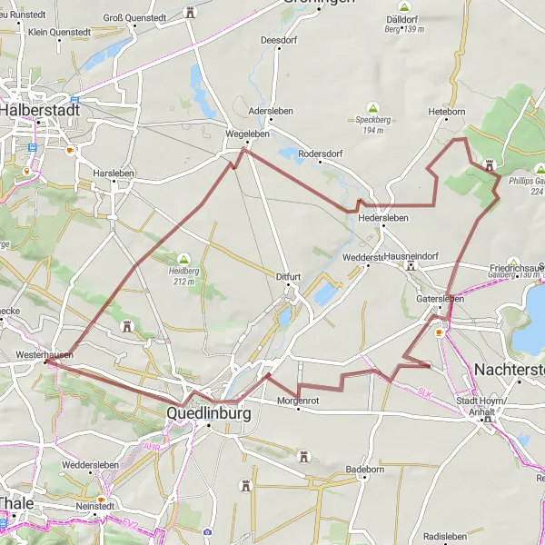 Karten-Miniaturansicht der Radinspiration "Abenteuerliche Gravel-Tour rund um Westerhausen" in Sachsen-Anhalt, Germany. Erstellt vom Tarmacs.app-Routenplaner für Radtouren