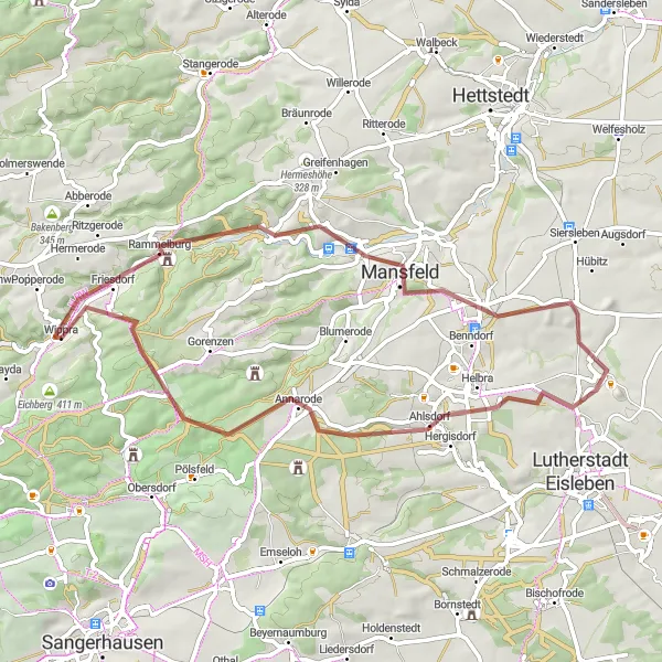 Map miniature of "Wippra Mania" cycling inspiration in Sachsen-Anhalt, Germany. Generated by Tarmacs.app cycling route planner