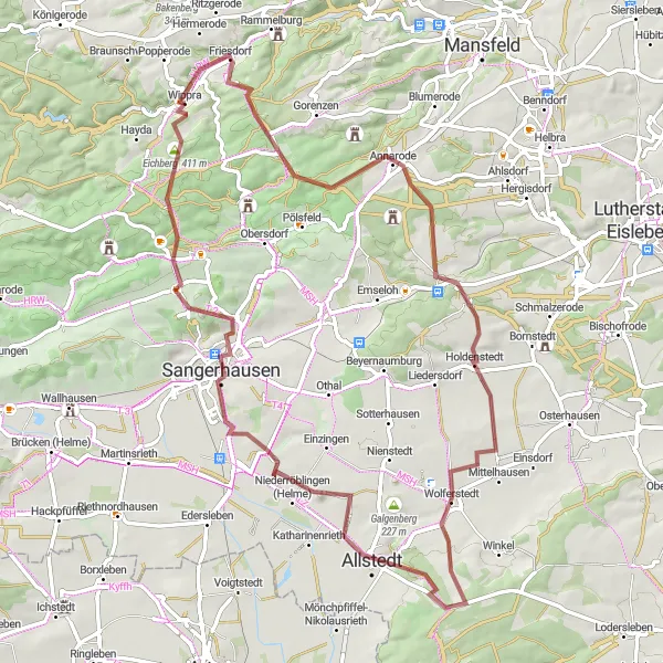 Map miniature of "Historic Gravel Delight" cycling inspiration in Sachsen-Anhalt, Germany. Generated by Tarmacs.app cycling route planner