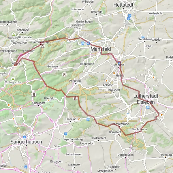 Map miniature of "The Gravel Adventure" cycling inspiration in Sachsen-Anhalt, Germany. Generated by Tarmacs.app cycling route planner