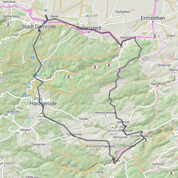 Karten-Miniaturansicht der Radinspiration "Harzgerode Rundfahrt" in Sachsen-Anhalt, Germany. Erstellt vom Tarmacs.app-Routenplaner für Radtouren