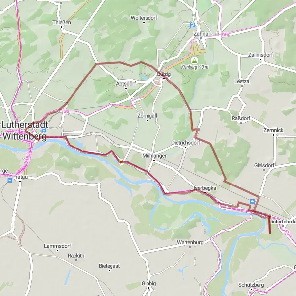 Map miniature of "Exploring Lutherstadt Wittenberg" cycling inspiration in Sachsen-Anhalt, Germany. Generated by Tarmacs.app cycling route planner