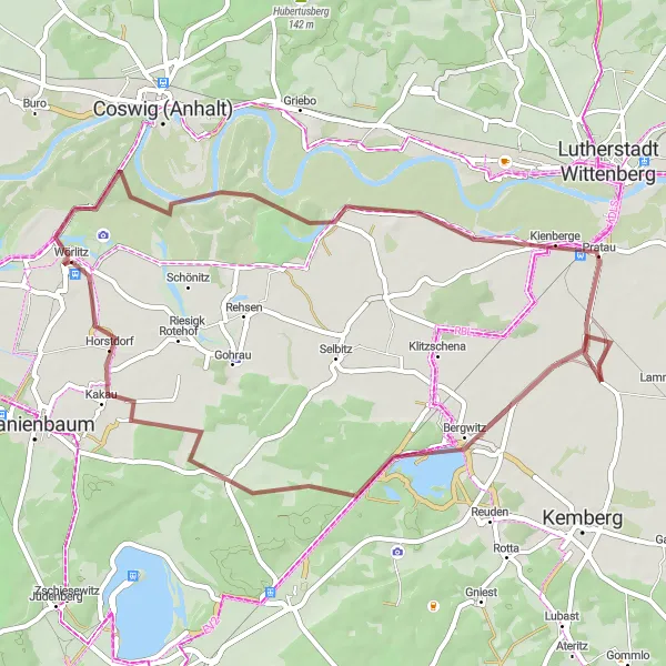 Karten-Miniaturansicht der Radinspiration "Erlebnisreiche Fahrt von Wörlitz nach Horstdorf" in Sachsen-Anhalt, Germany. Erstellt vom Tarmacs.app-Routenplaner für Radtouren