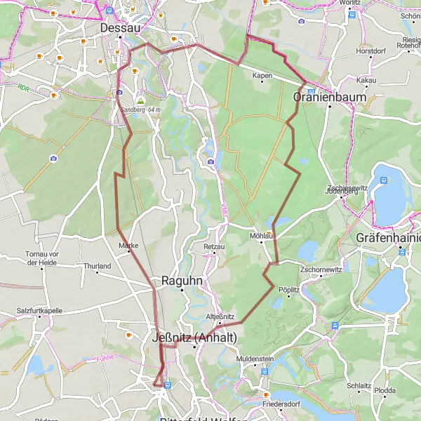 Map miniature of "Bobbau Round Trip" cycling inspiration in Sachsen-Anhalt, Germany. Generated by Tarmacs.app cycling route planner